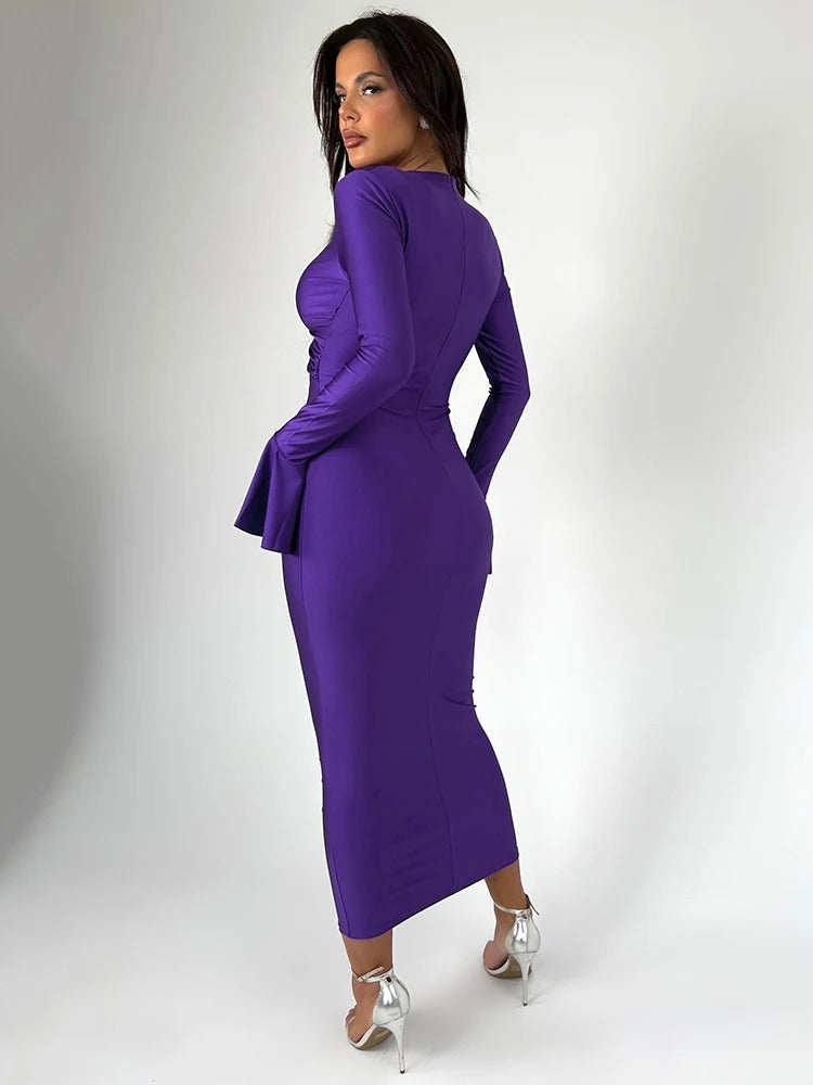 Women’s “Emerald Allure” Cut-Out Crystal Detail Midi Dress