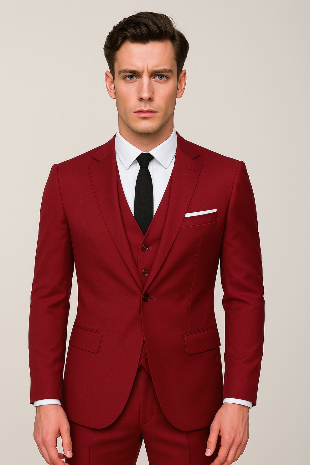 Men’s Three-Piece Formal Suit - Slim Fit Tailored Set