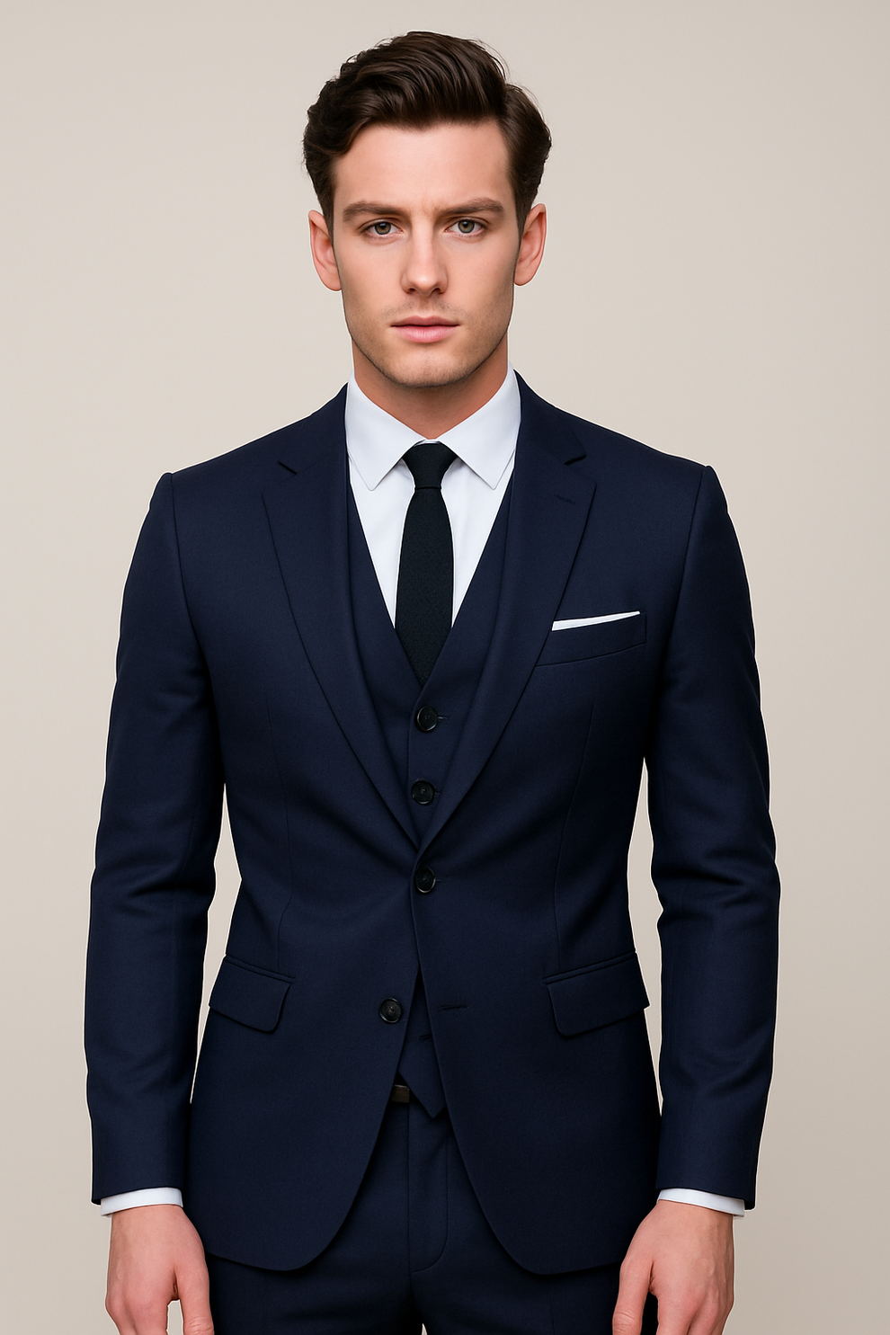 Men’s Three-Piece Formal Suit - Slim Fit Tailored Set