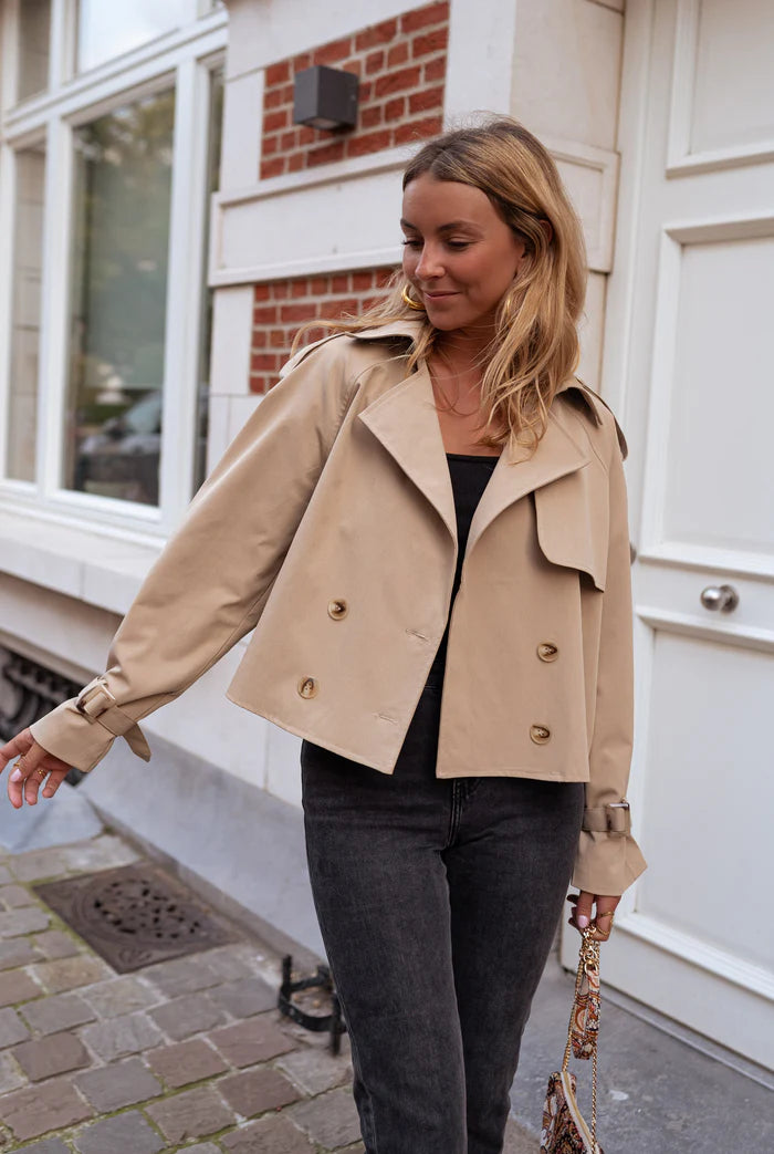 Women’s Cropped Double-Breasted Trench Coat
