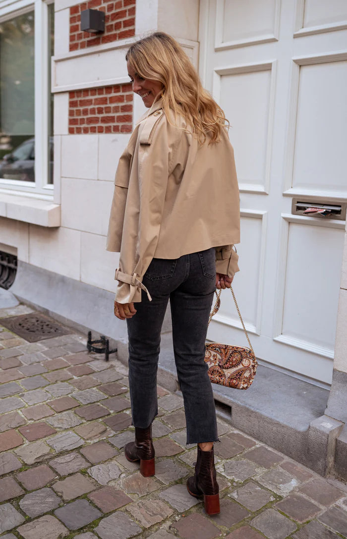 Women’s Cropped Double-Breasted Trench Coat