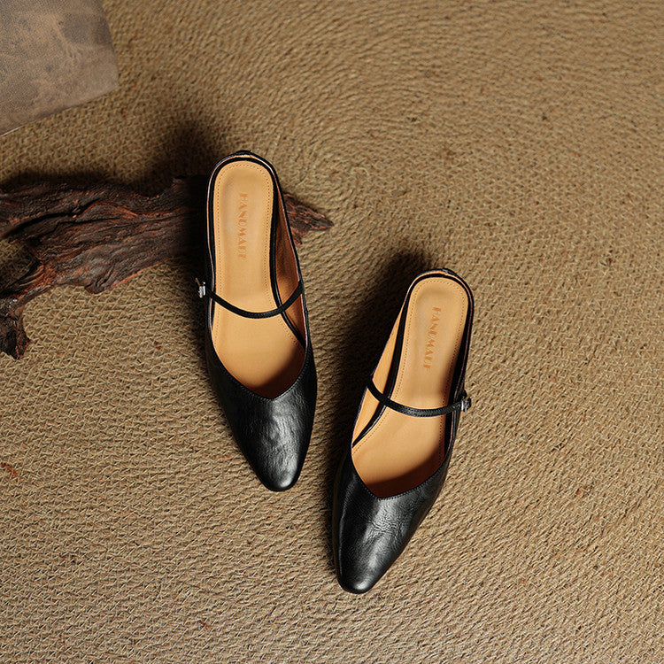 Women's Genuine Leather Slip-On Mules