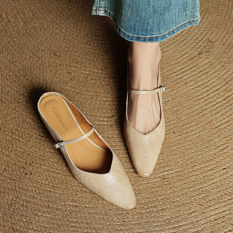 Women's Genuine Leather Slip-On Mules