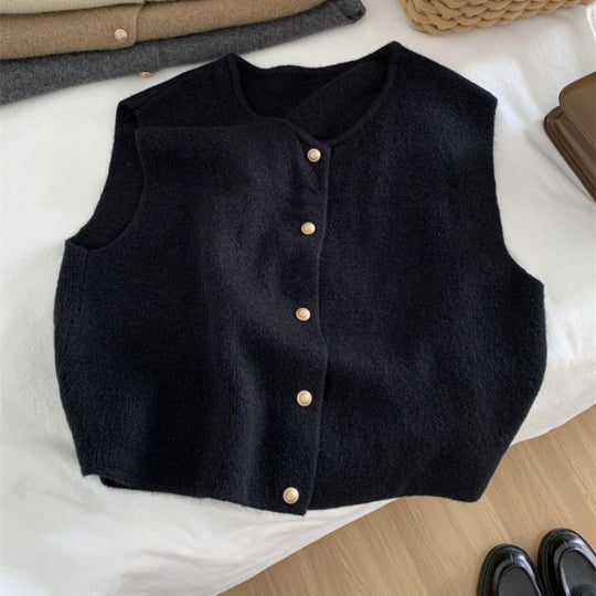 Women’s Button Front Vest - Minimalist Sleeveless Outerwear