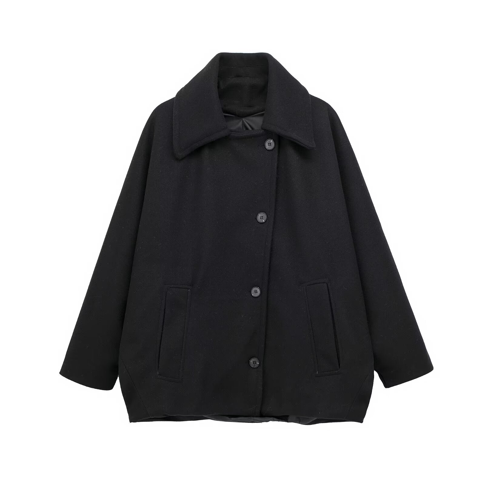 Oversized Lapel Coat - Relaxed Silhouette