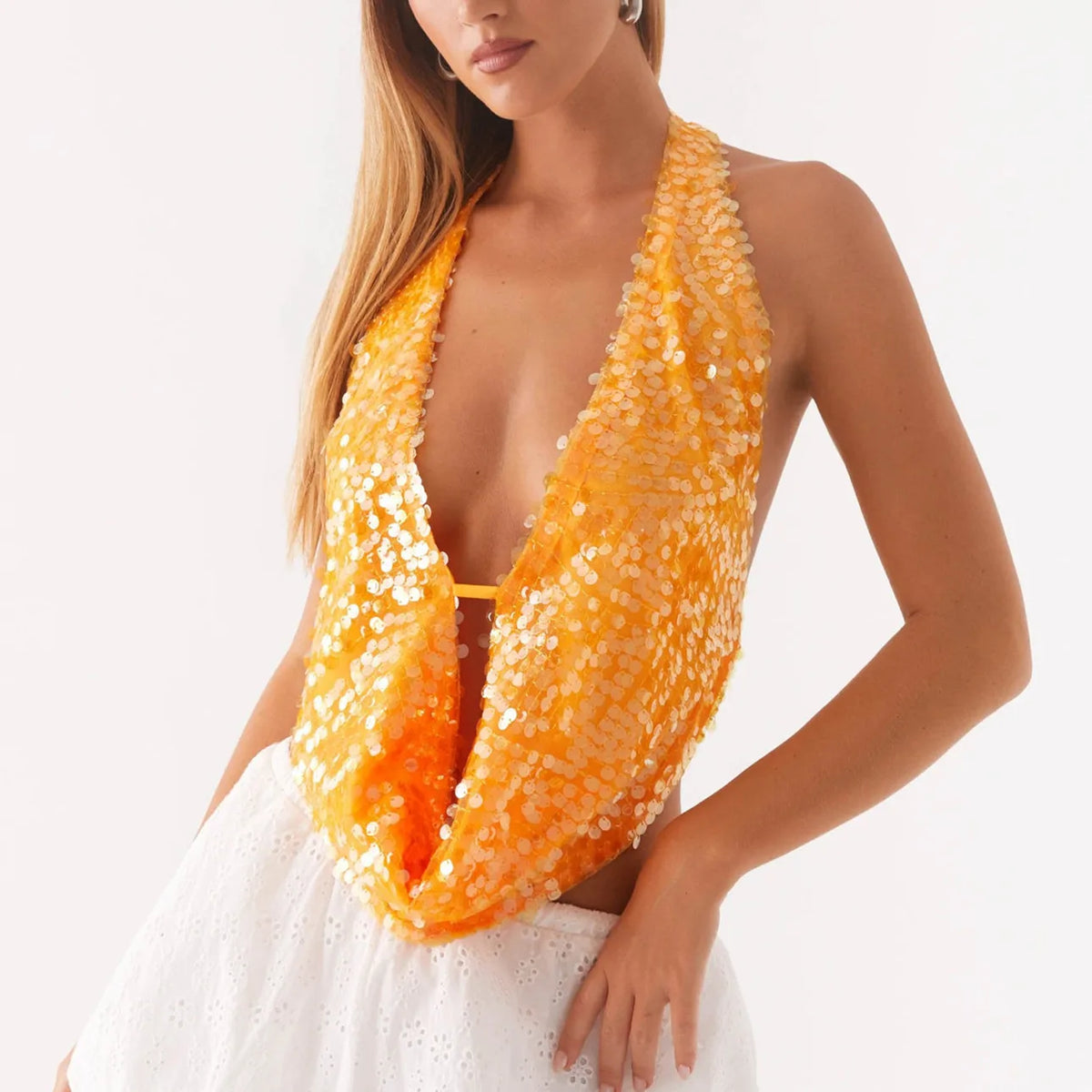 Soleil - Sequin Draped Halter Top