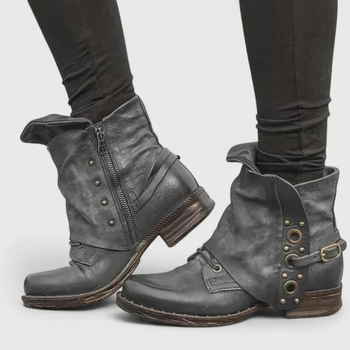 Women's Spring Vintage Buckle Ankle Boots
