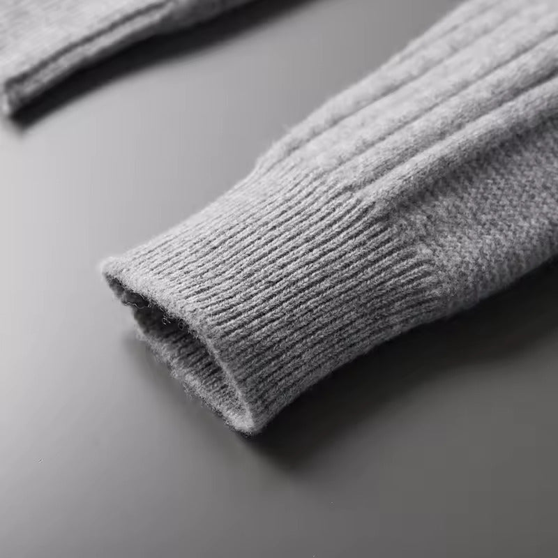 Men’s Ribbed Zip Cardigan - Textured Crew-Neck Sweater