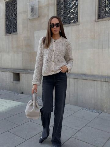 Women’s Button-Up Textured Cardigan | Casual Knitwear