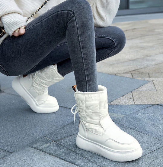 Women’s Glossy Ankle Winter Boots - Waterproof Platform Shoes