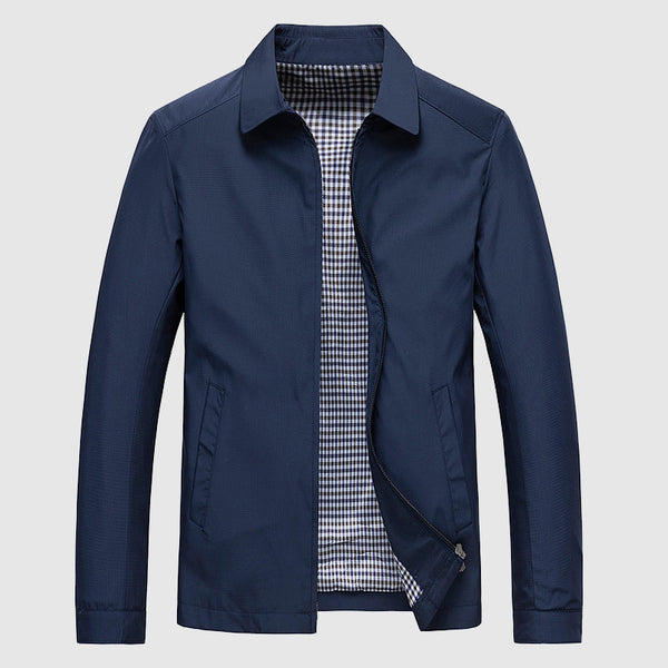 Men’s Lightweight Zip-Up Jacket - Casual Checked-Lining Outerwear