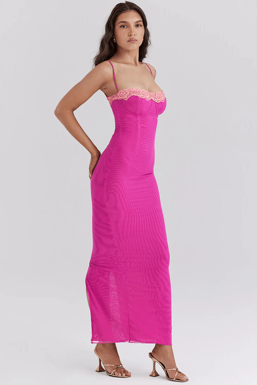 Alexi - Embroidered Lace Corset Maxi Dress