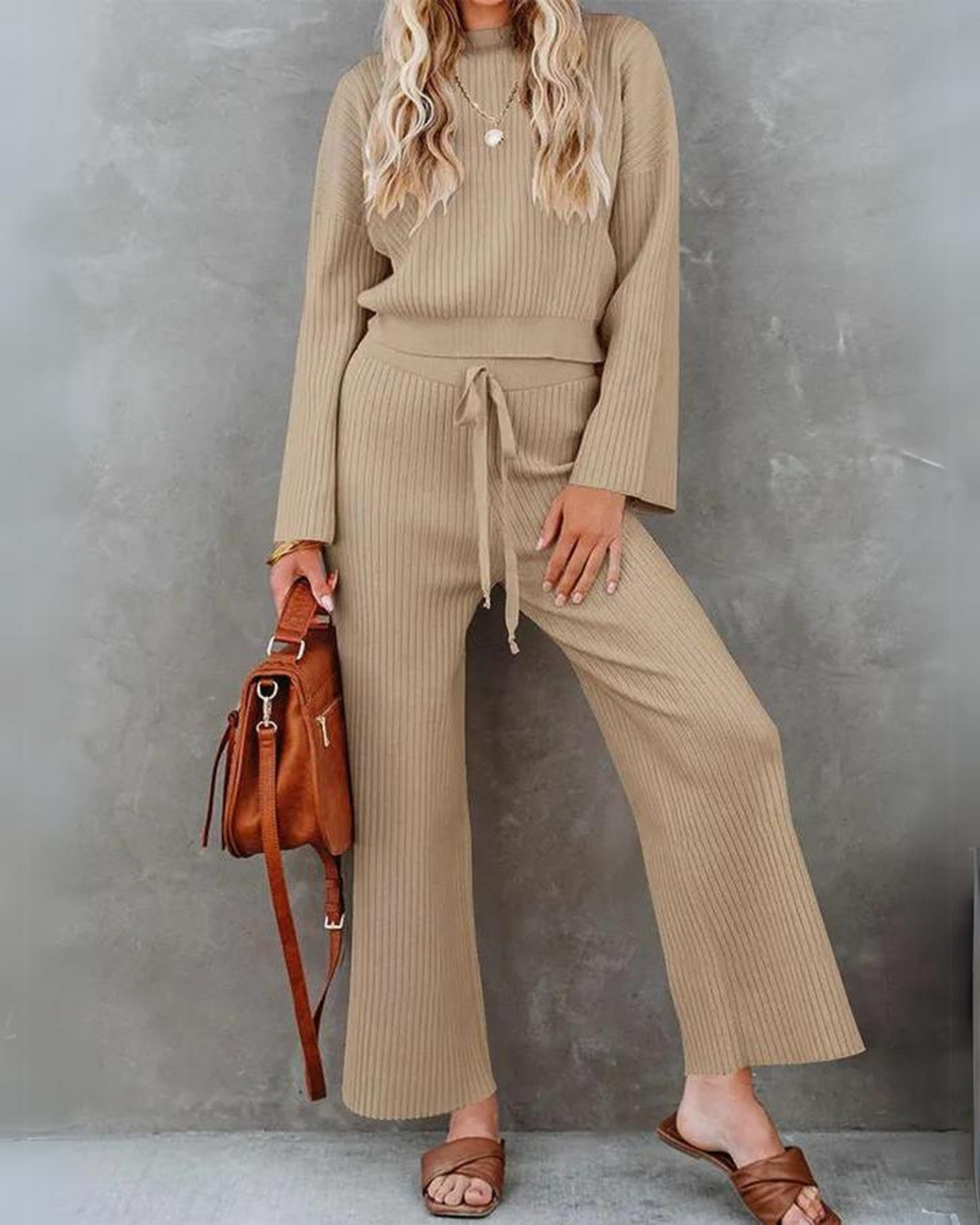 Modern Casual Lounge Set - Long Sleeve Top Pants