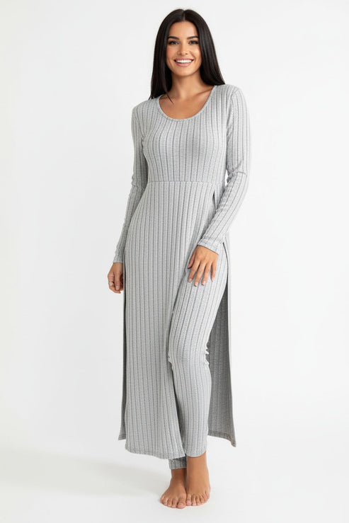 Women’s Lounia Ribbed Lounge Set - Longline Relaxed Homewear