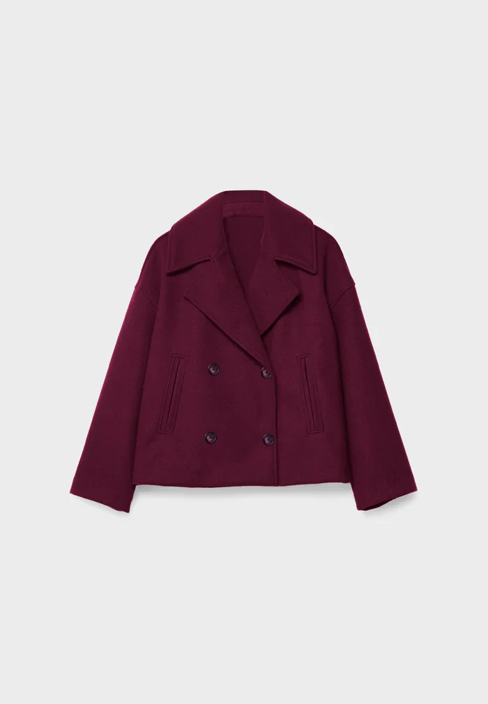 Women’s Cropped Double-Breasted Coat - Boxy Short Jacket