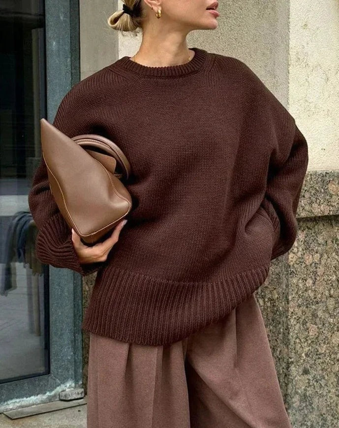 Women’s Oversized Knit Jumper – Crew Neck, Relaxed Fit