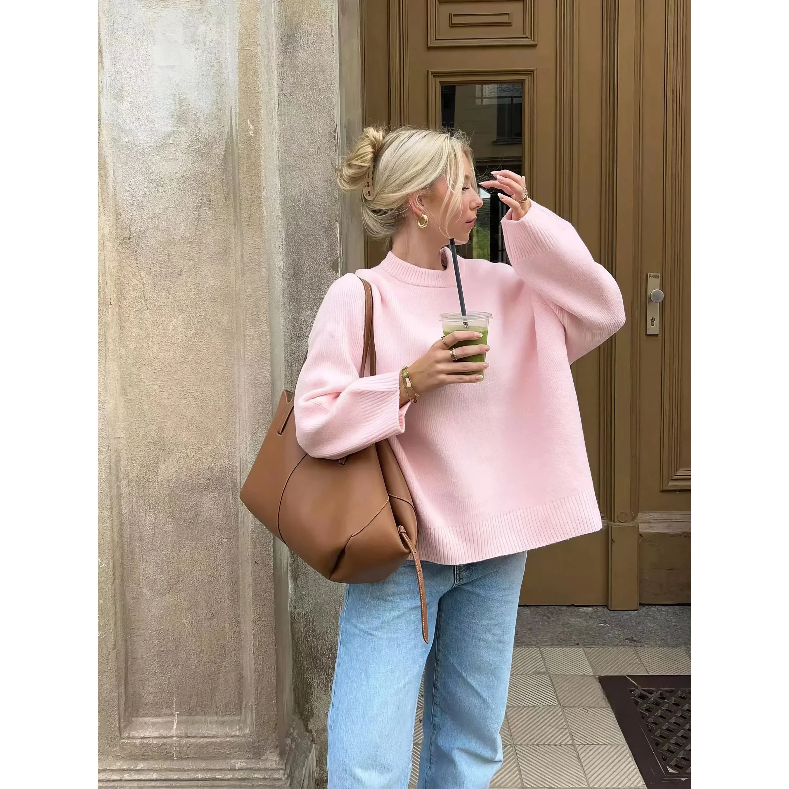 Women’s Oversized Knit Sweater – Relaxed Everyday Pullover