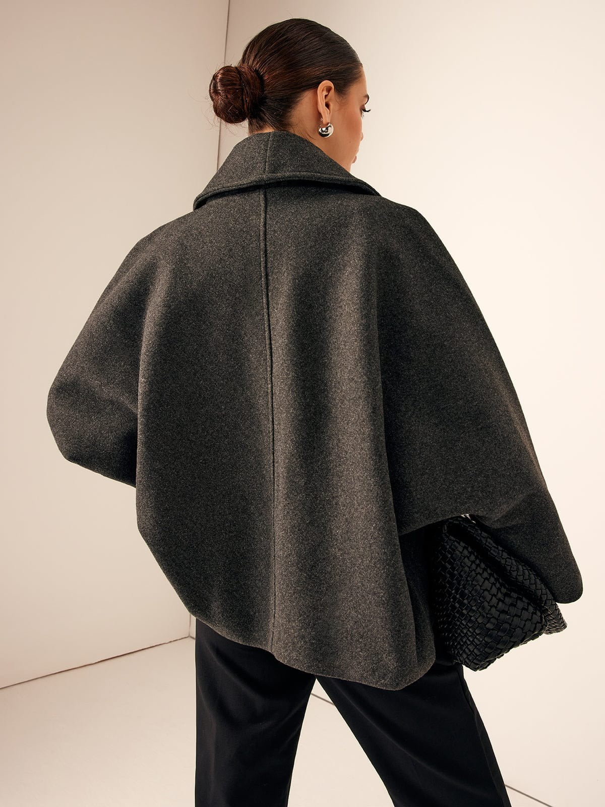 Women’s Oversized Wool Blend Coat - Double Button Closure
