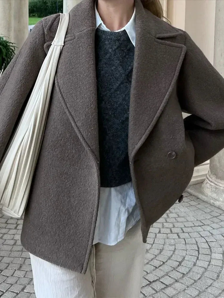 Women’s Oversized Wool Blend Coat - Drop Shoulder
