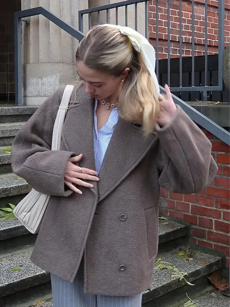 Women’s Oversized Wool Blend Coat - Drop Shoulder