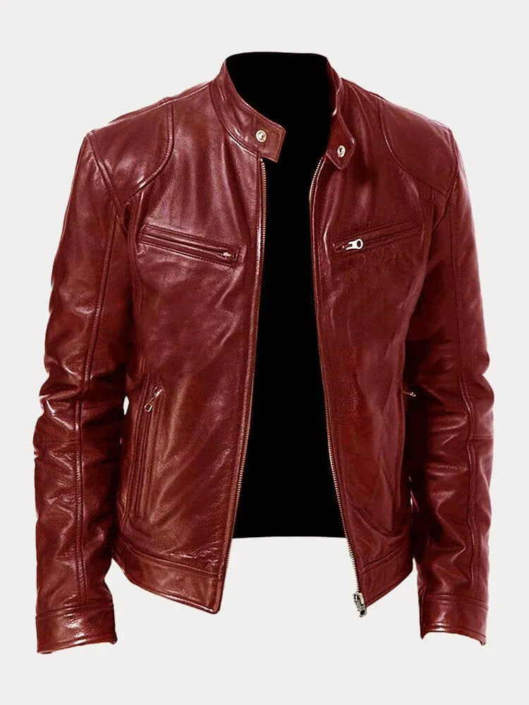 Men's Classic Zip-Up Moto-Style Jacket