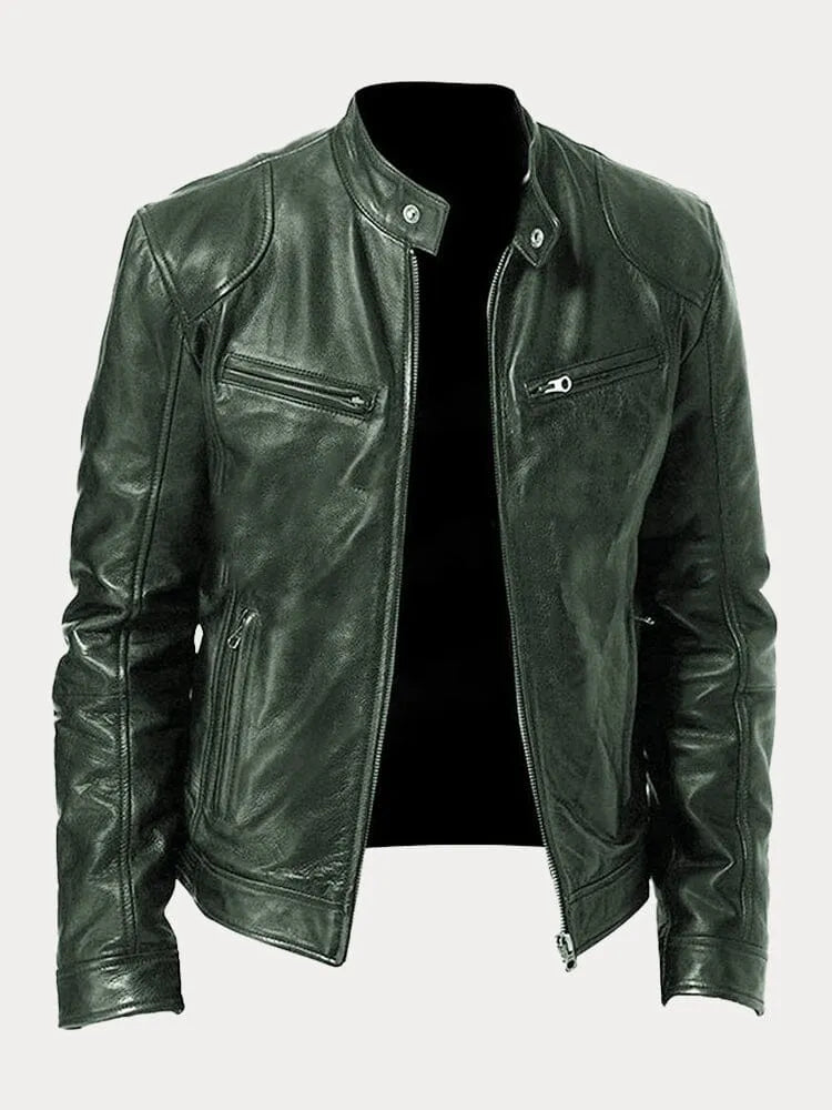 Men's Classic Zip-Up Moto-Style Jacket