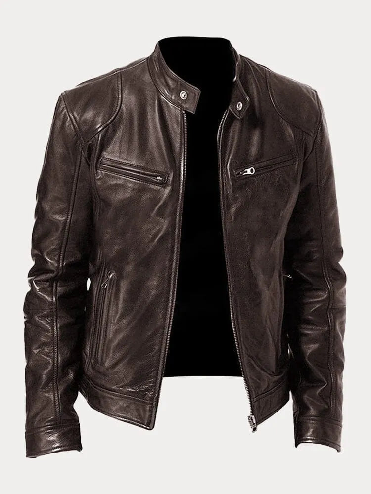 Men's Classic Zip-Up Moto-Style Jacket