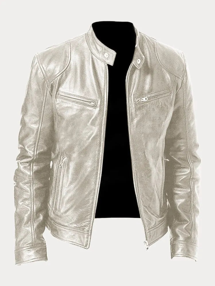 Men's Classic Zip-Up Moto-Style Jacket