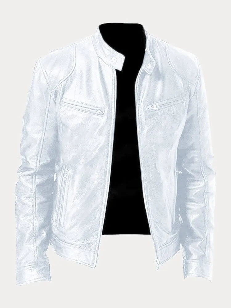 Men's Classic Zip-Up Moto-Style Jacket
