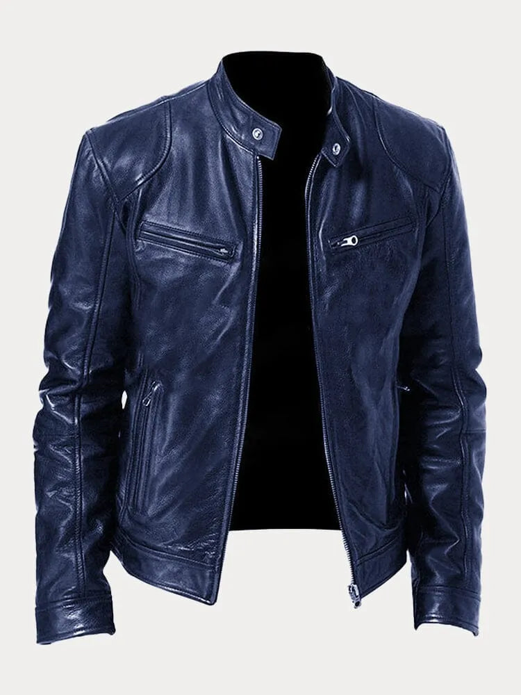 Men's Classic Zip-Up Moto-Style Jacket