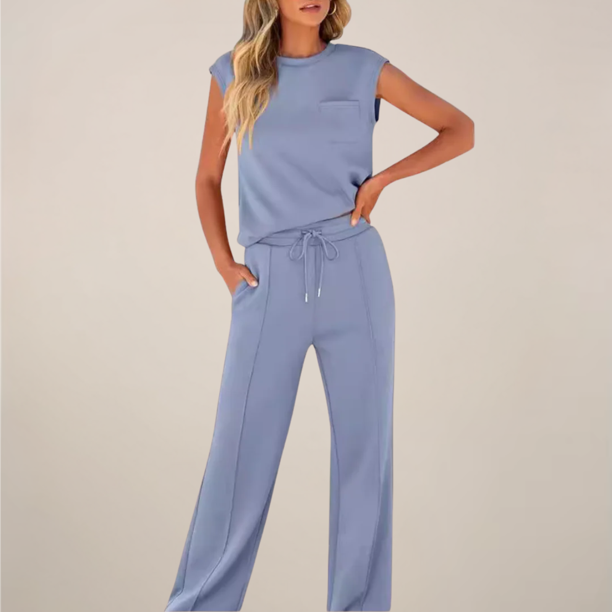 Women's Spring Drawstring Relaxed Pants Set