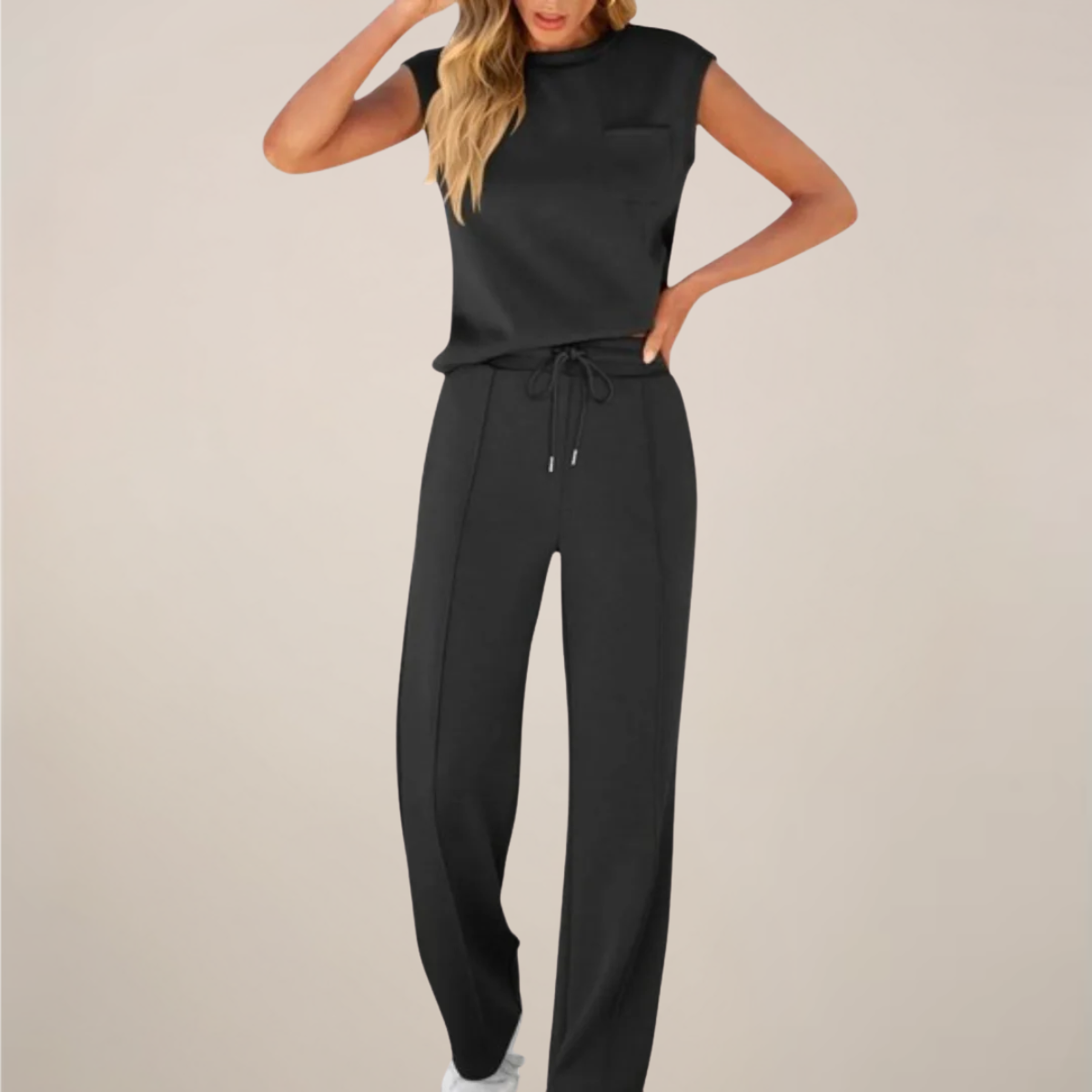 Women's Spring Drawstring Relaxed Pants Set