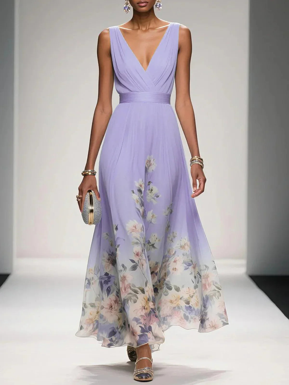 Women's Floral Print Wedding Guest Dress