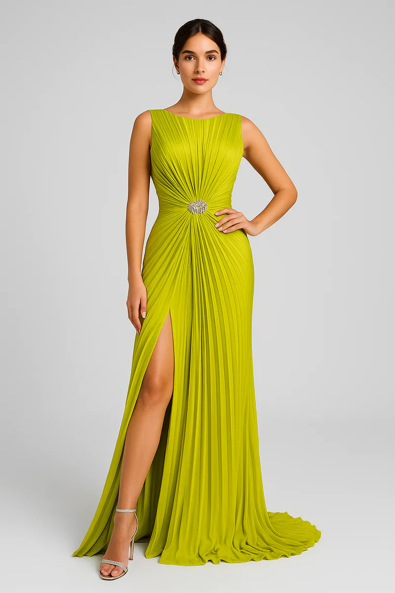 Abby - Beaded Slit Evening Maxi Dress