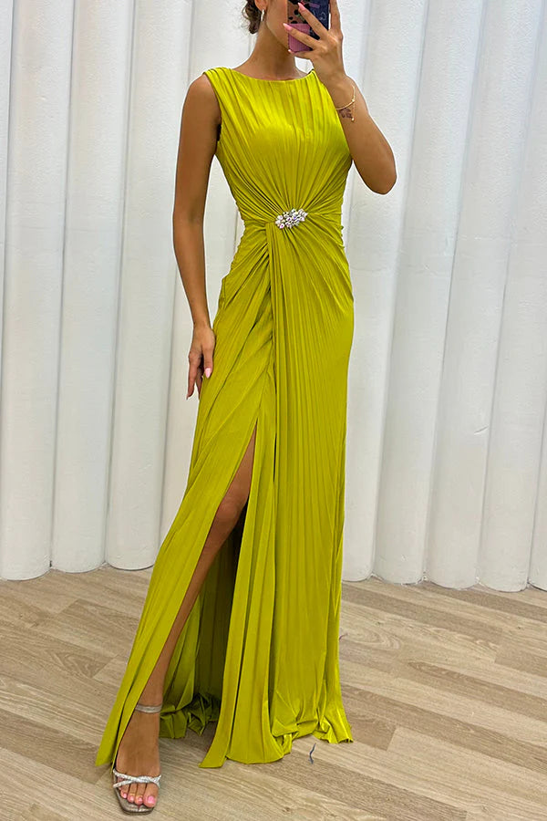 Abby - Beaded Slit Evening Maxi Dress