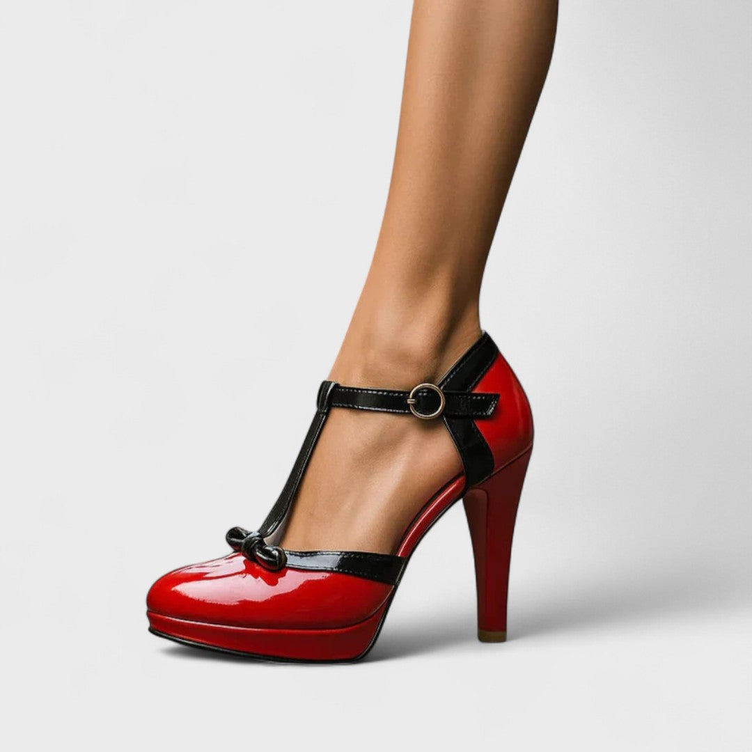 Women's Spring T-Strap Bow Platform Heels