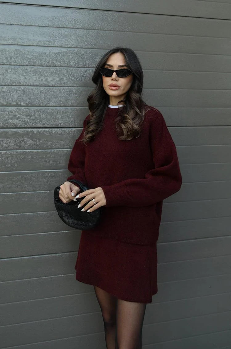 Women’s Sweater Skirt Co-ord - Two-Piece Knit Set