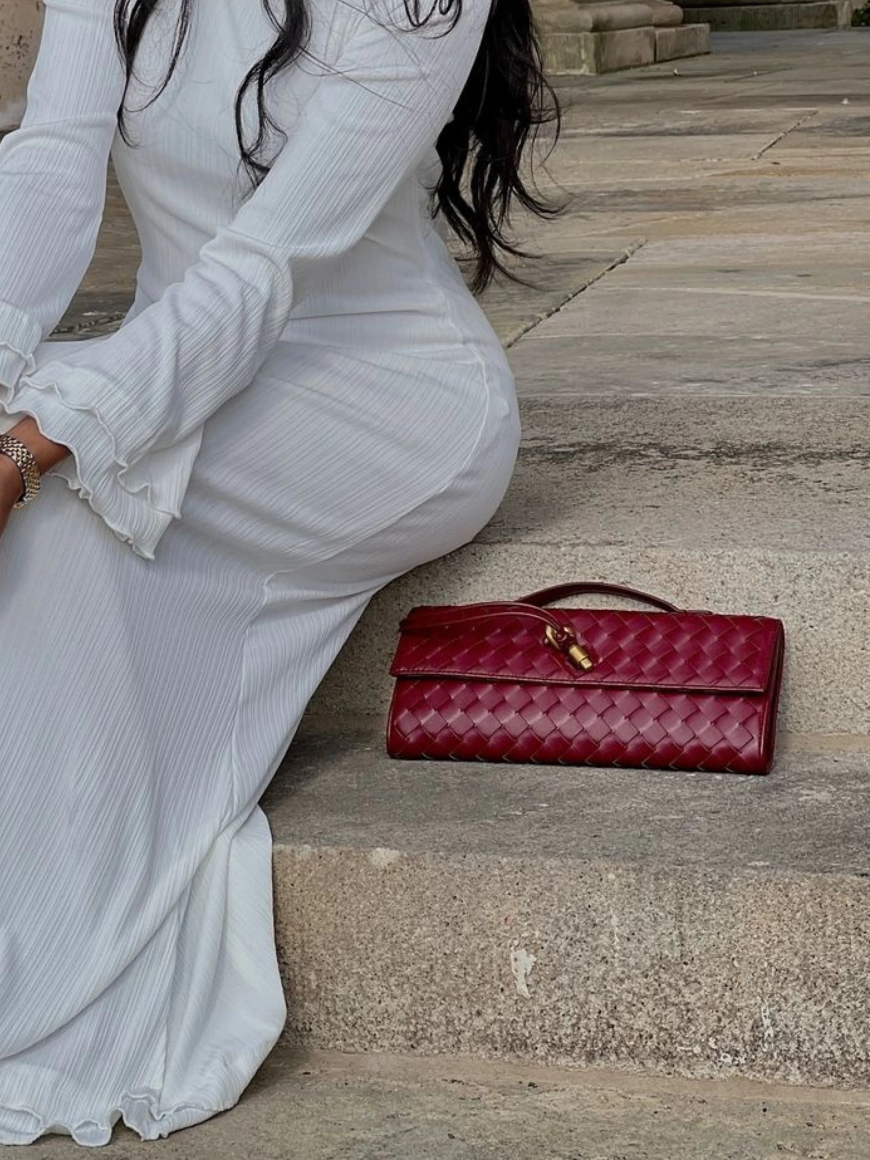 Women’s Woven Leather Crossbody Clutch