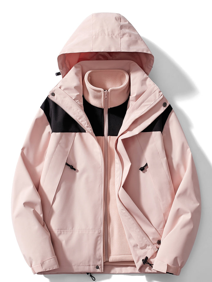 Women's 3-in-1 Outdoor Jacket - Waterproof Windproof Detachable Hood