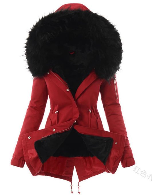 Women’s Faux Fur Lined Winter Parka - Hooded Coat Fur Trim