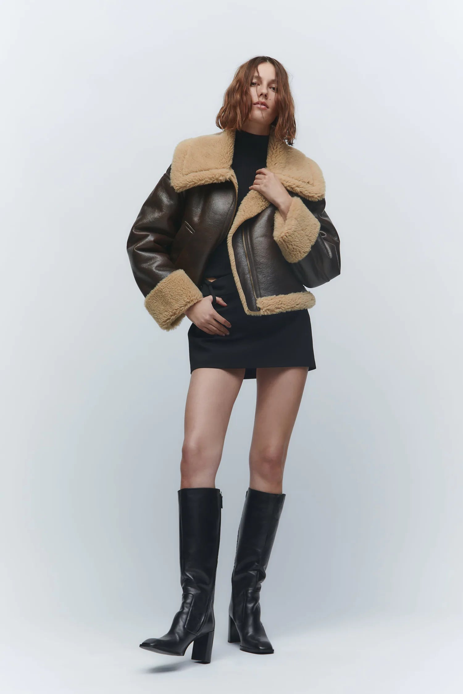 Women’s Faux-Suede Shearling Jacket – Oversized Fit
