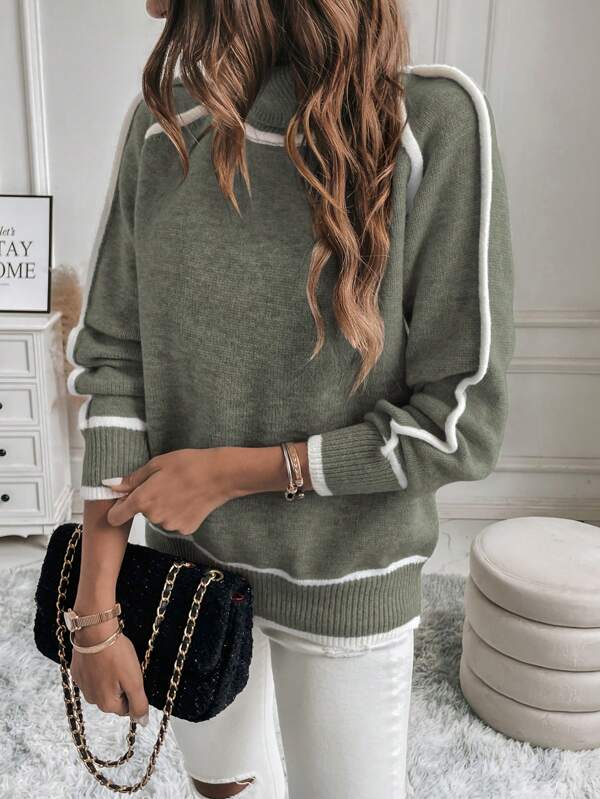 Women’s Olive Cotton Jumper – Round Neck & Soft Knit