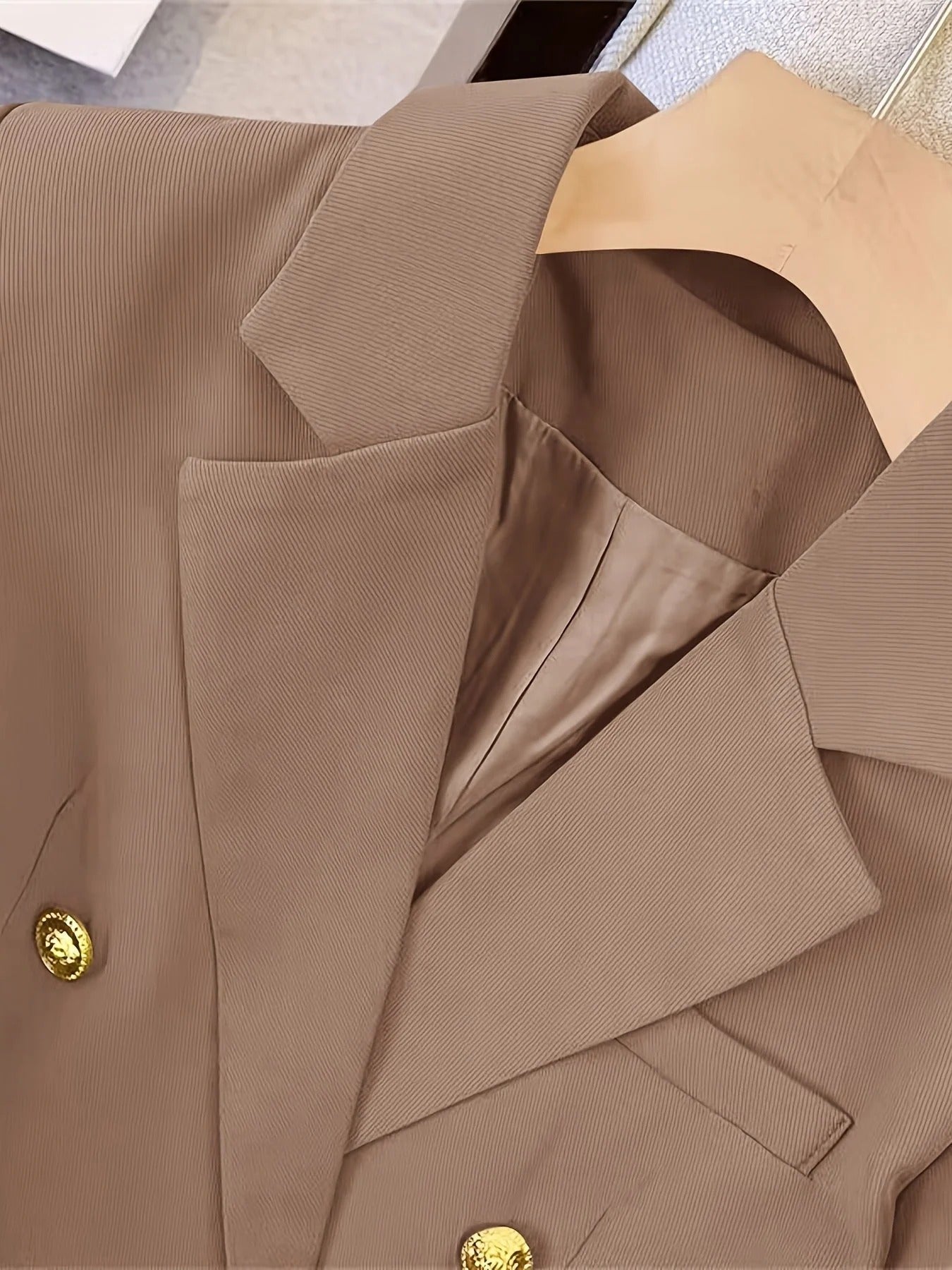 Women’s Double-Breasted Blazer - Gold Button Tailored Jacket