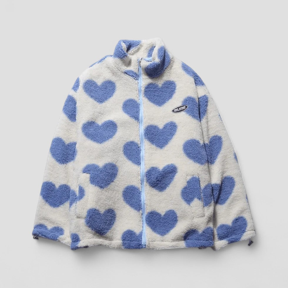 Women’s Reversible Heart Lined Puffer Jacket - Cozy Zip-Up Coat