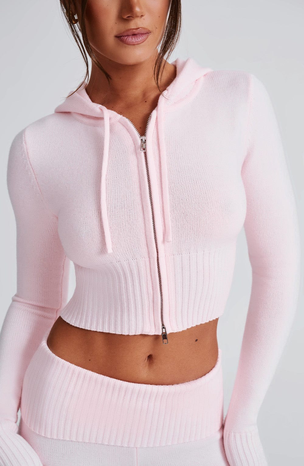 Women’s Knit Lounge Set - Soft Hooded Zip-Up Flared Pants