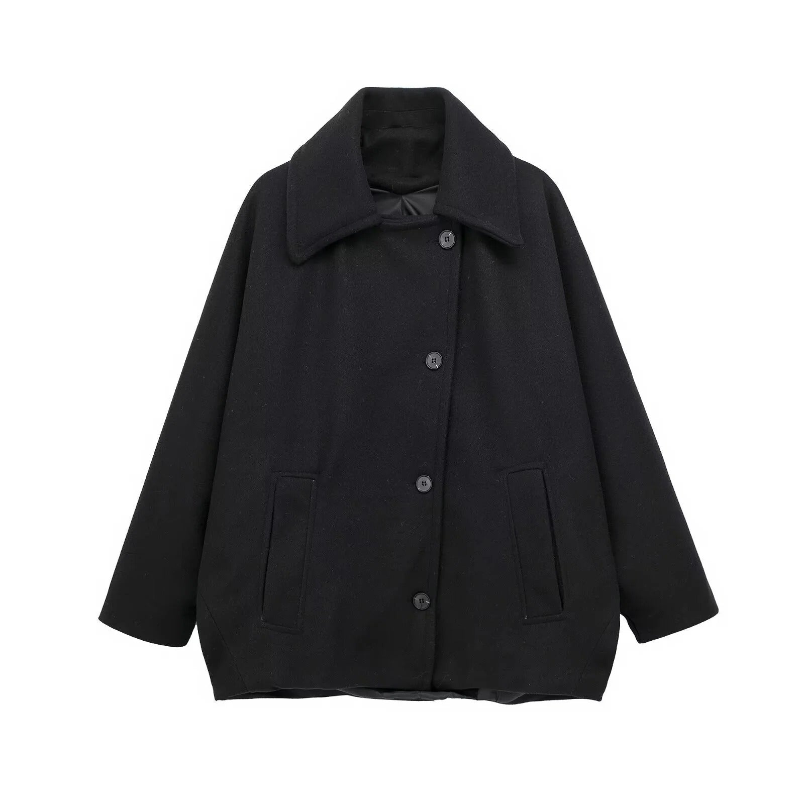 Women’s Oversized Peacoat - Double Breasted Button Front Jacket