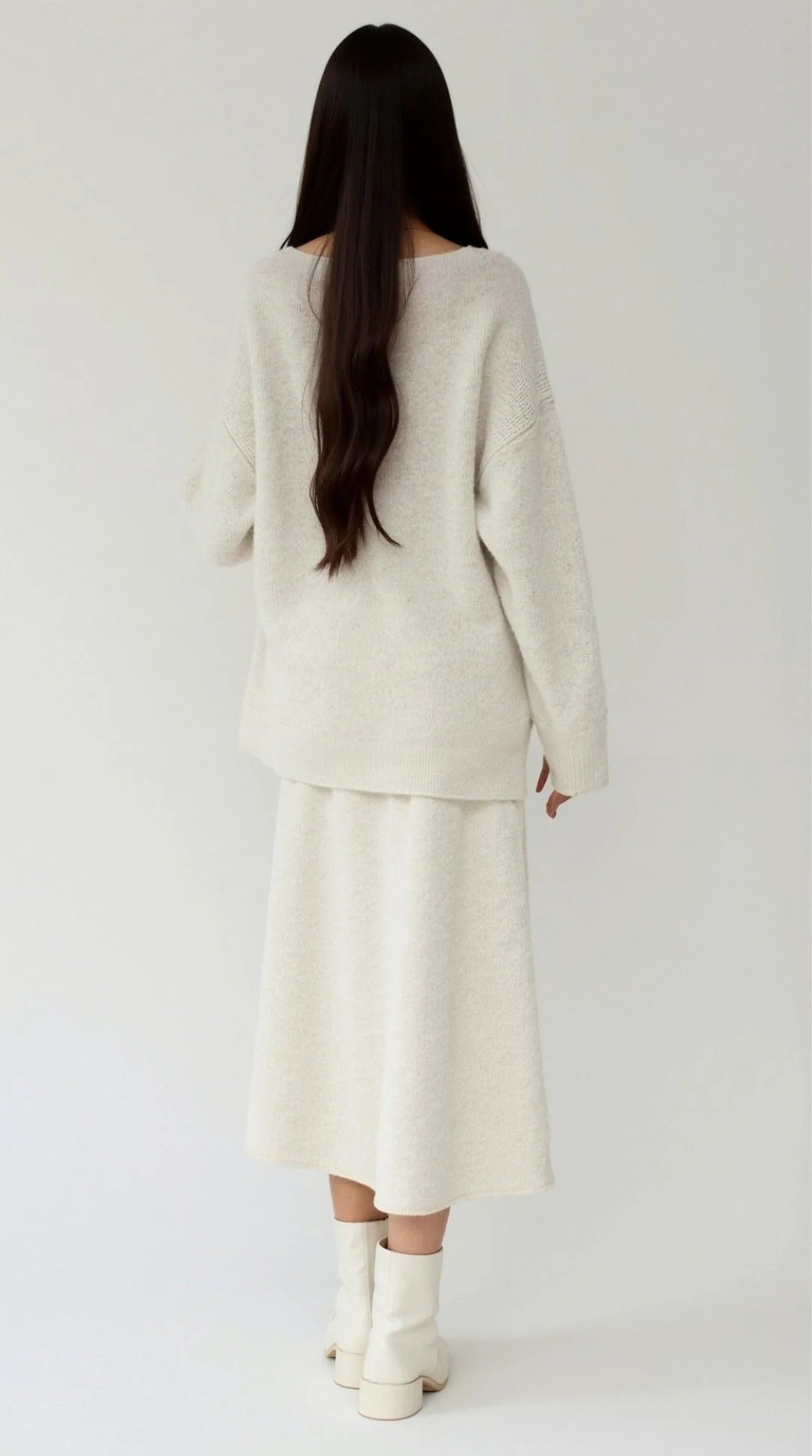 Women’s Serene Knit Two-Piece Set - Relaxed Top Flowing Midi Skirt