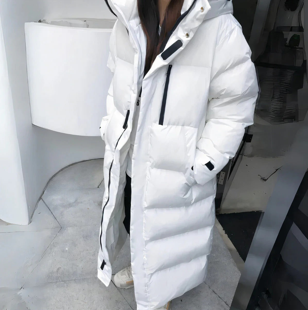 Women’s Long Puffer Coat - Hooded Quilted Winter Outerwear