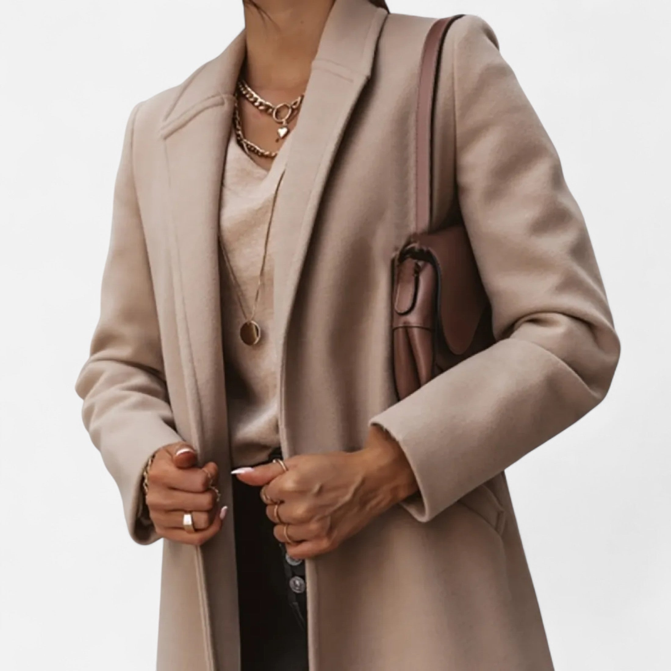 Women’s Tailored Long Coat - Classic Single-Breasted Overcoat