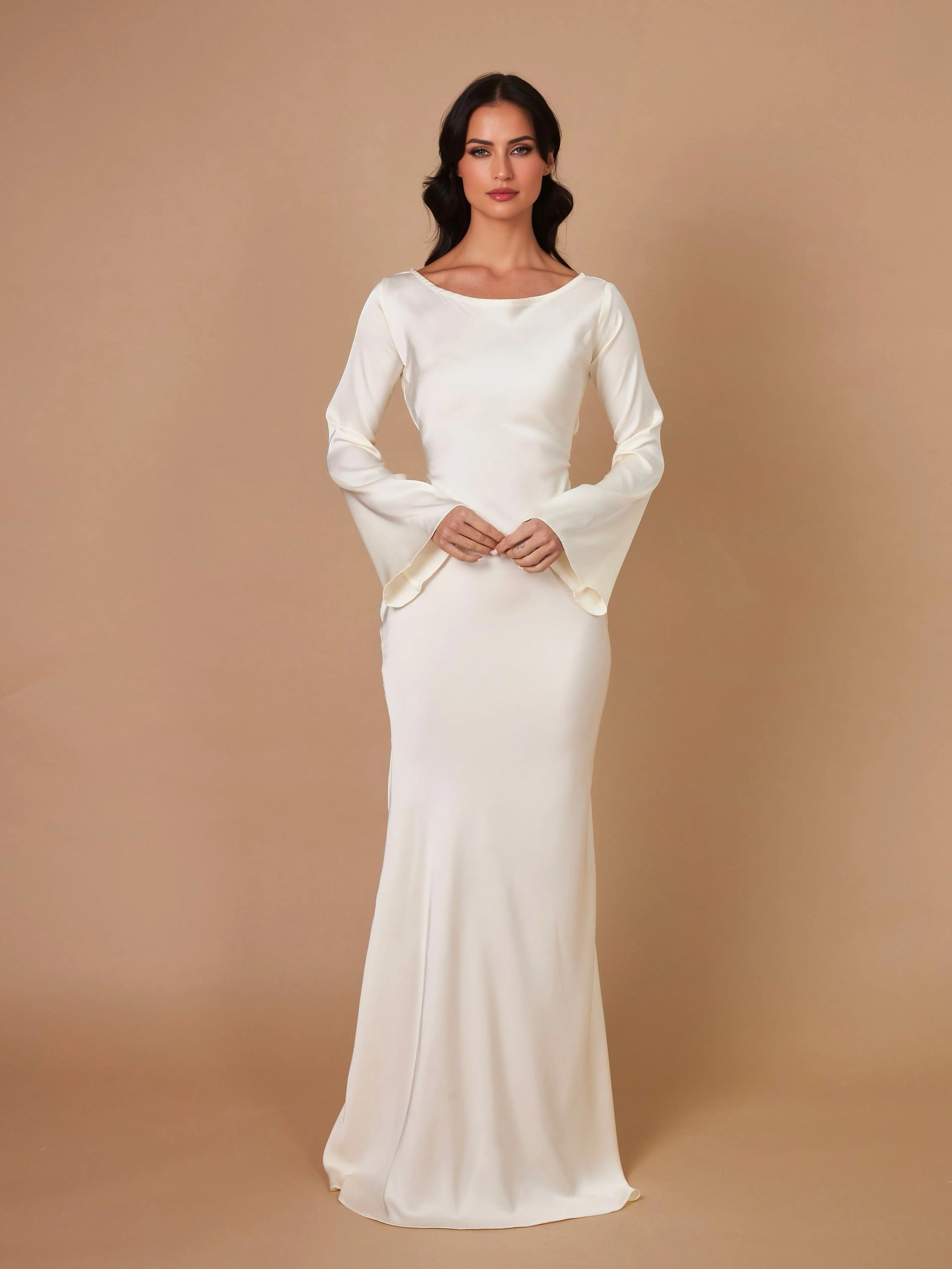 Women’s Elegant Long Sleeve Maxi Dress - Sophisticated Evening Gown